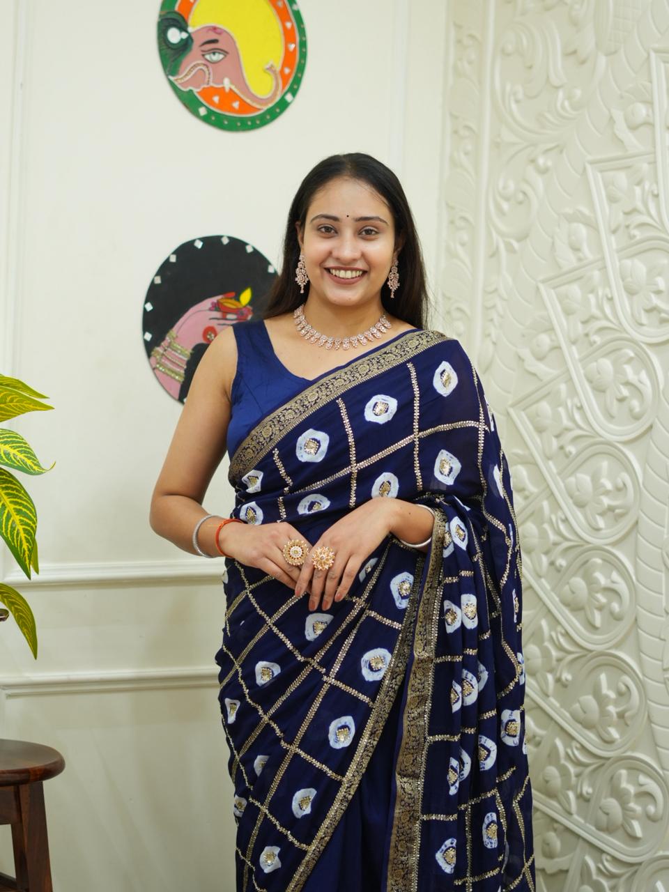 KcPc New Elegant Banarasi Georgette Saree Adorned with Intricate Tari Embroidery PRF
