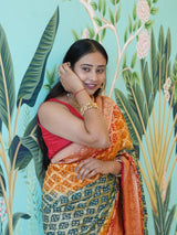 KcPc New Pure khaddi Georgette Upada Neemzari Bandhej Saree
