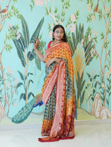 KcPc New Pure khaddi Georgette Upada Neemzari Bandhej Saree