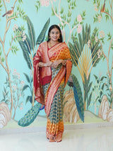 KcPc New Pure khaddi Georgette Upada Neemzari Bandhej Saree