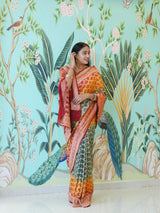 KcPc New Pure khaddi Georgette Upada Neemzari Bandhej Saree
