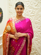 Buy Pure Gaji Silk Bandhani Saree Kcpc