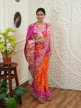 By New Bandhani Saree with Gotapatti Work