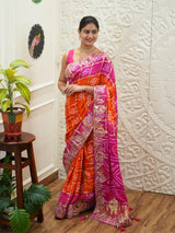 By New Bandhani Saree with Gotapatti Work