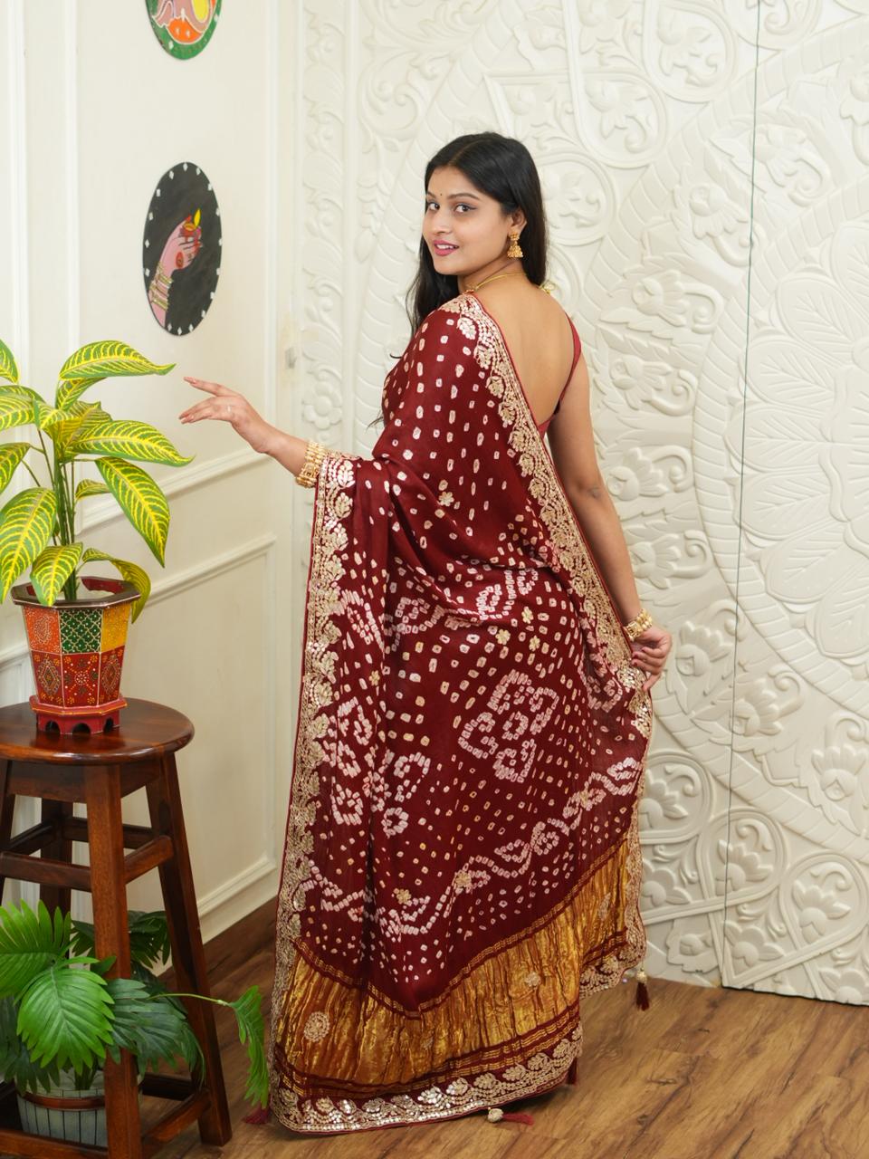 KcPc New Lounch Modal Silk Gotapatti Work Saree With Blouse amt