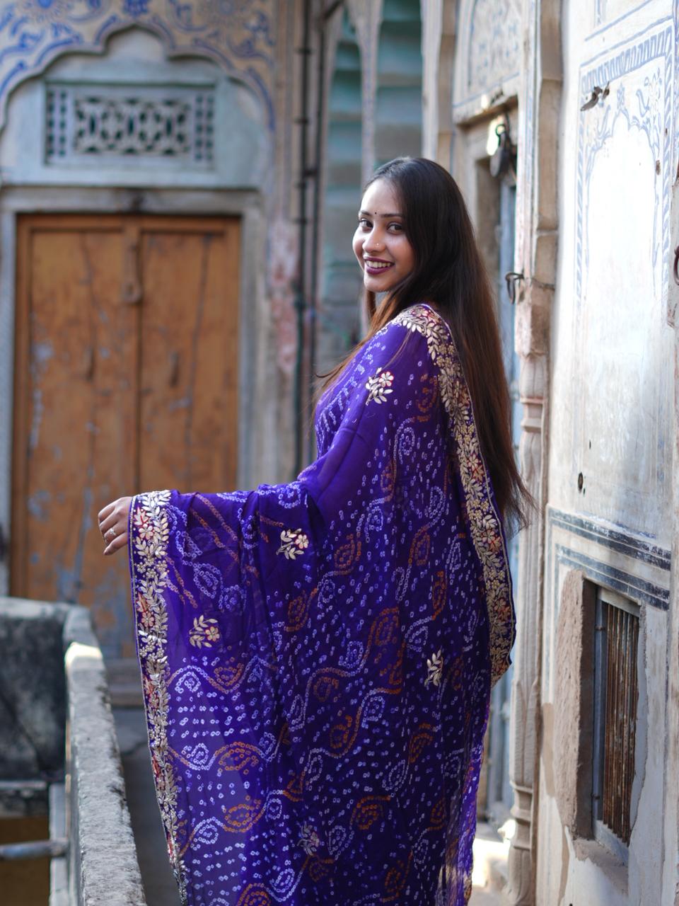 KcPc new Pure Chinon Bandhani Saree for Party & Traditional OccasionsAMT