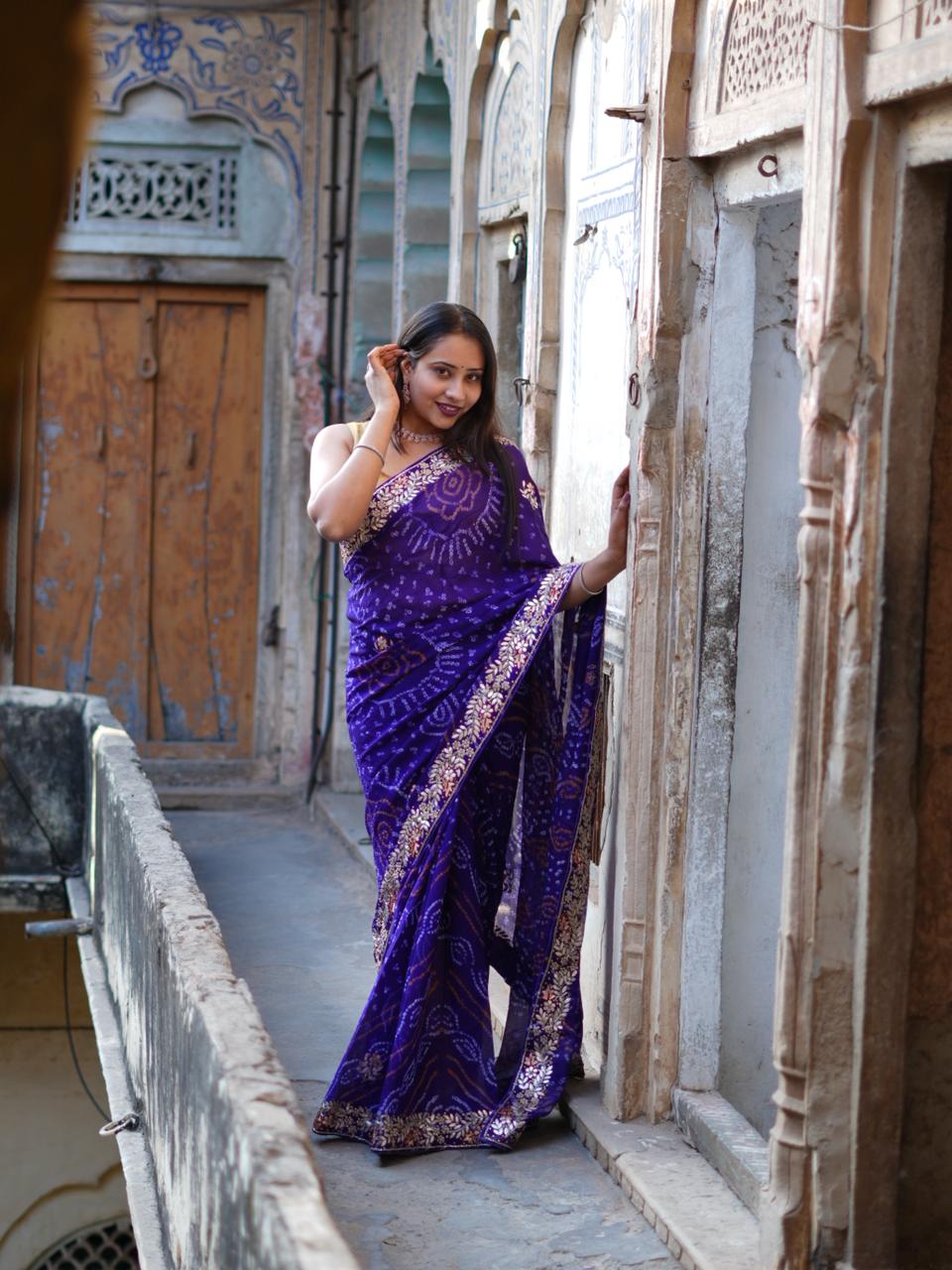KcPc new Pure Chinon Bandhani Saree for Party & Traditional OccasionsAMT