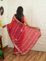 KcPc New Pure Chinon Bandhani Saree with Rich Gota Patti WorkAMT