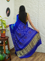 KcPc Latest Designer Pure Gaji Silk Bandhani Sarees Royal Blue