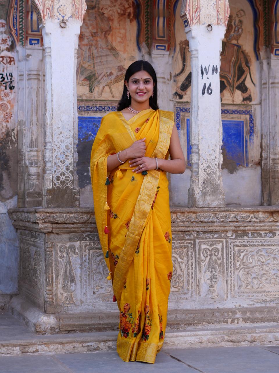 Buy New Royal Festive Collection Saree Featuring Intricate Kashida Embroidery KcPc