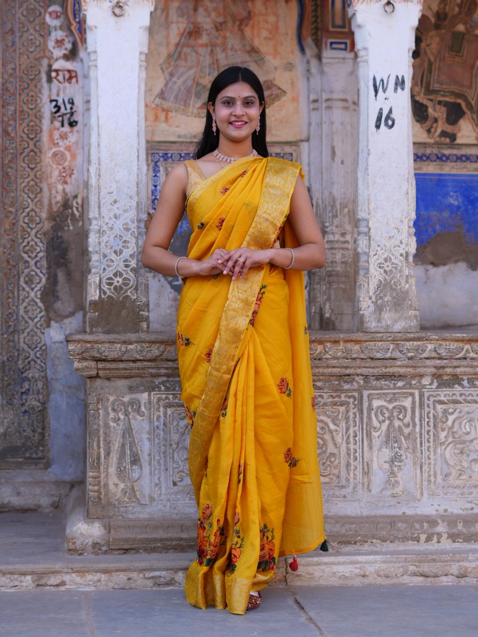 Buy New Royal Festive Collection Saree Featuring Intricate Kashida Embroidery KcPc