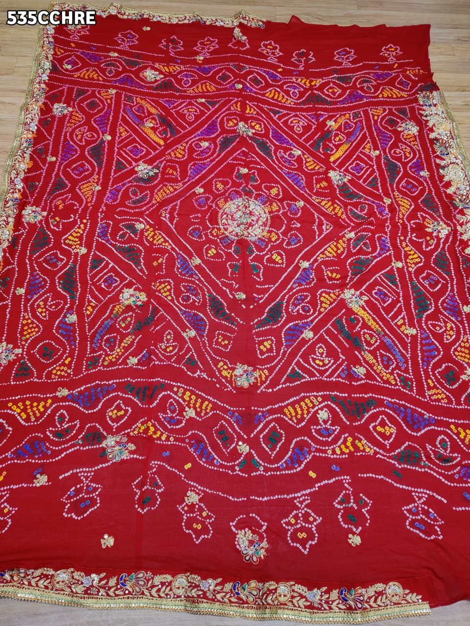 KcPc Pure Ojariya Handwork Zardoji Kolkata Special Marwari Chunri Odhna Chunri (Red)