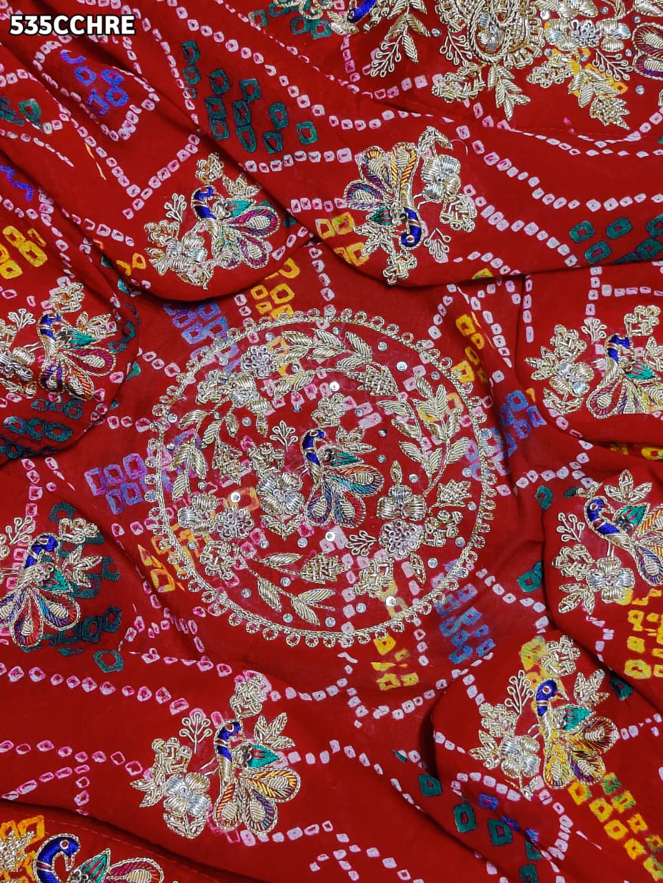KcPc Pure Ojariya Handwork Zardoji Kolkata Special Marwari Chunri Odhna Chunri (Red)