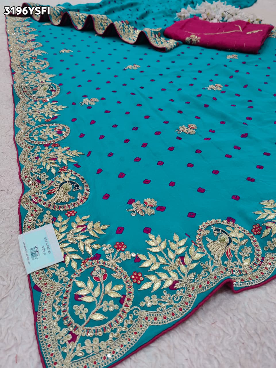 Buy Pure Georgette Bandhani Style Saree KcPc