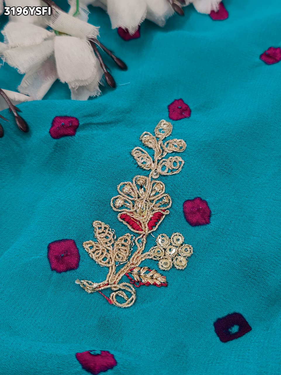KcPc New Elegant Pure Georgette Saree Featuring Bandhani Pattern & Gota patti RB
