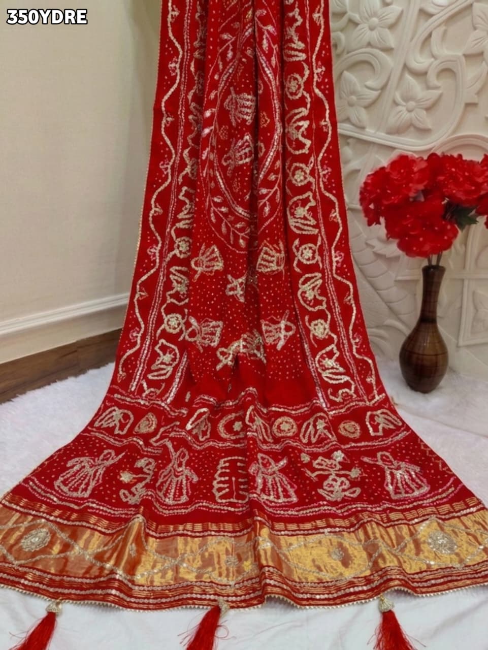 KcPc Premium Pure Gaji Silk Bridal Dupatta with Elegant Gota Patti WorkDupatta
