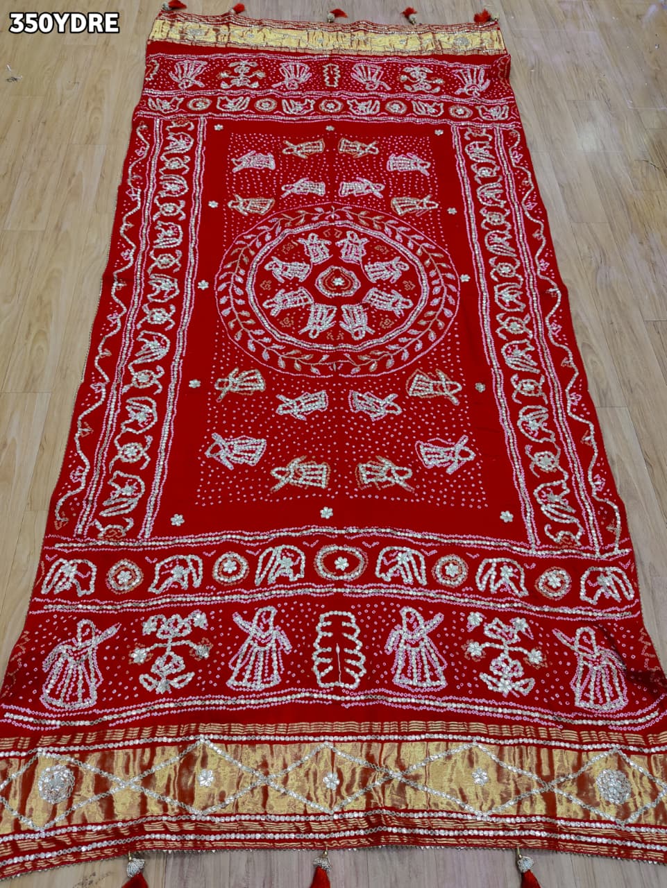KcPc Premium Pure Gaji Silk Bridal Dupatta with Elegant Gota Patti WorkDupatta
