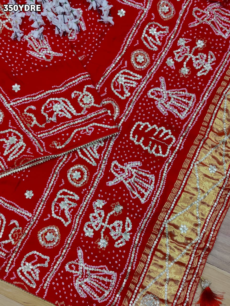 KcPc Premium Pure Gaji Silk Bridal Dupatta with Elegant Gota Patti WorkDupatta