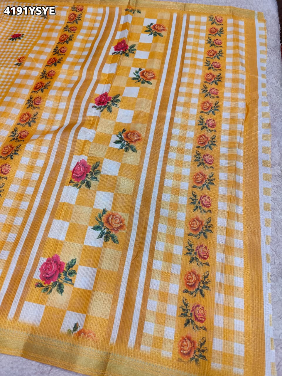 Buy Kota Doria Designer Saree with Elegant Zari Border KcPc