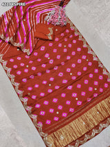 Buy Modal Silk Leheriya Saree with Gota Patti Work Kcpc