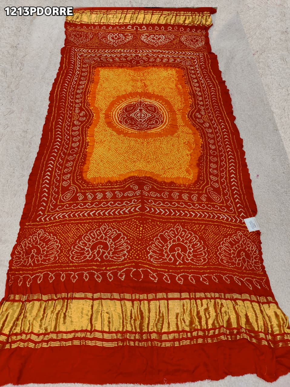 KcPc Royal Look Pure Gaji Silk Dupatta with Authentic Handmade Bandhani