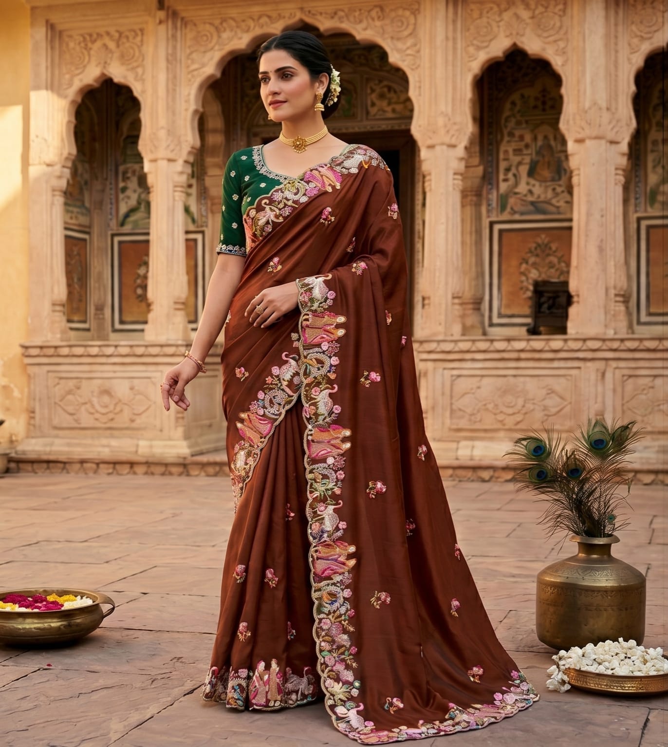KcPc Premium HO Silk Saree with Beautiful Embroidery Work PDM