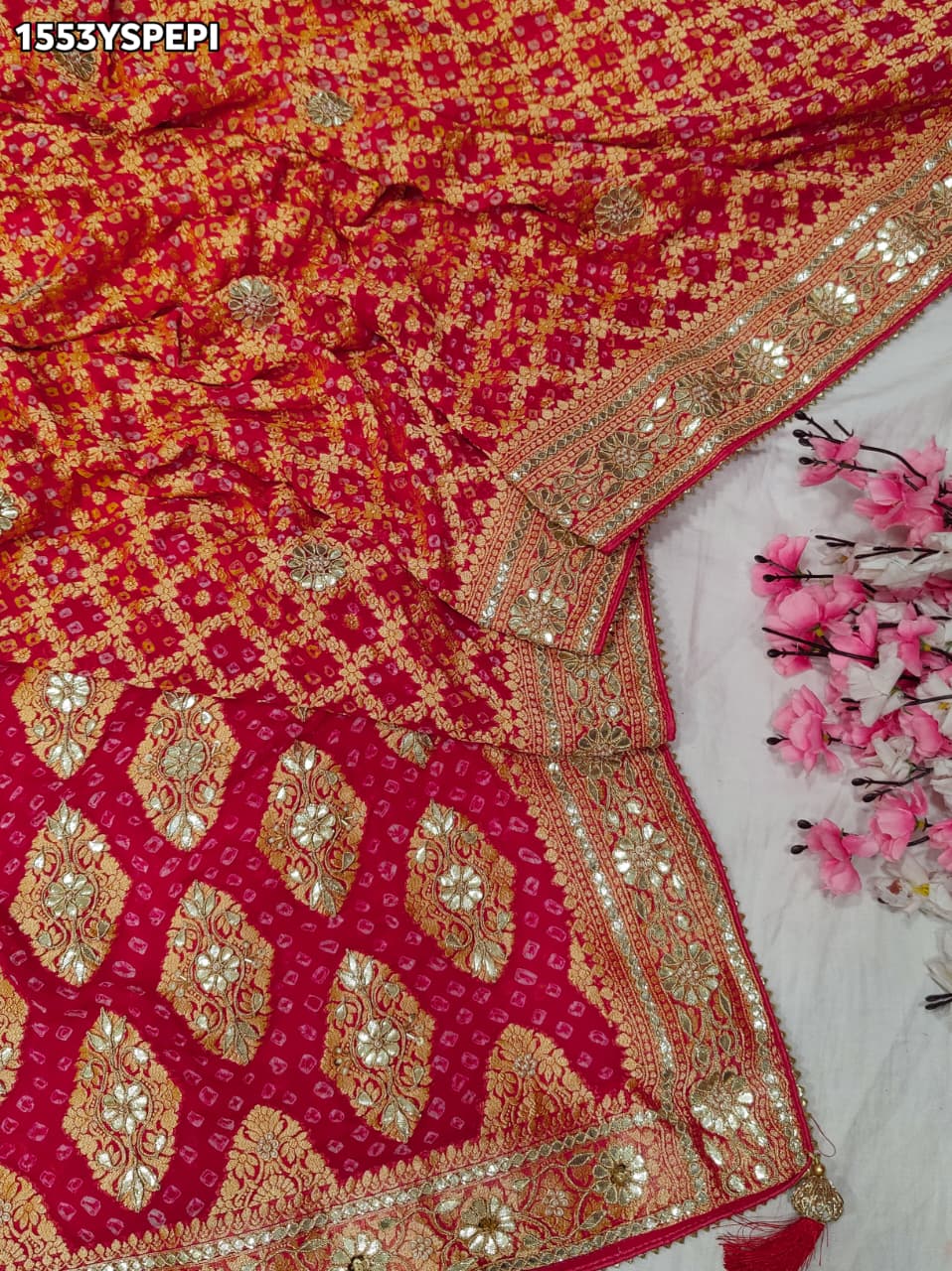 KcPcLuxury Pure Khaddi Georgette Saree with Gota Patti & Zaridoji DetailingAMT