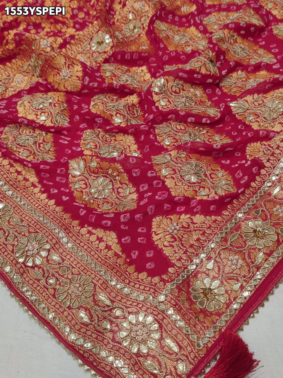 KcPcLuxury Pure Khaddi Georgette Saree with Gota Patti & Zaridoji DetailingAMT