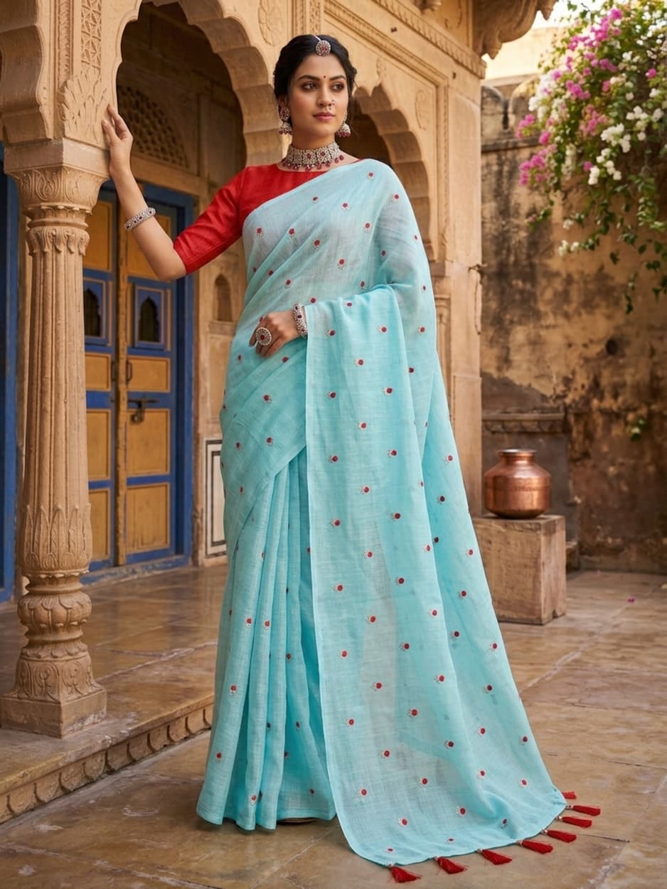 Buy Kota Doria Saree With Bandhani Stye KcPc