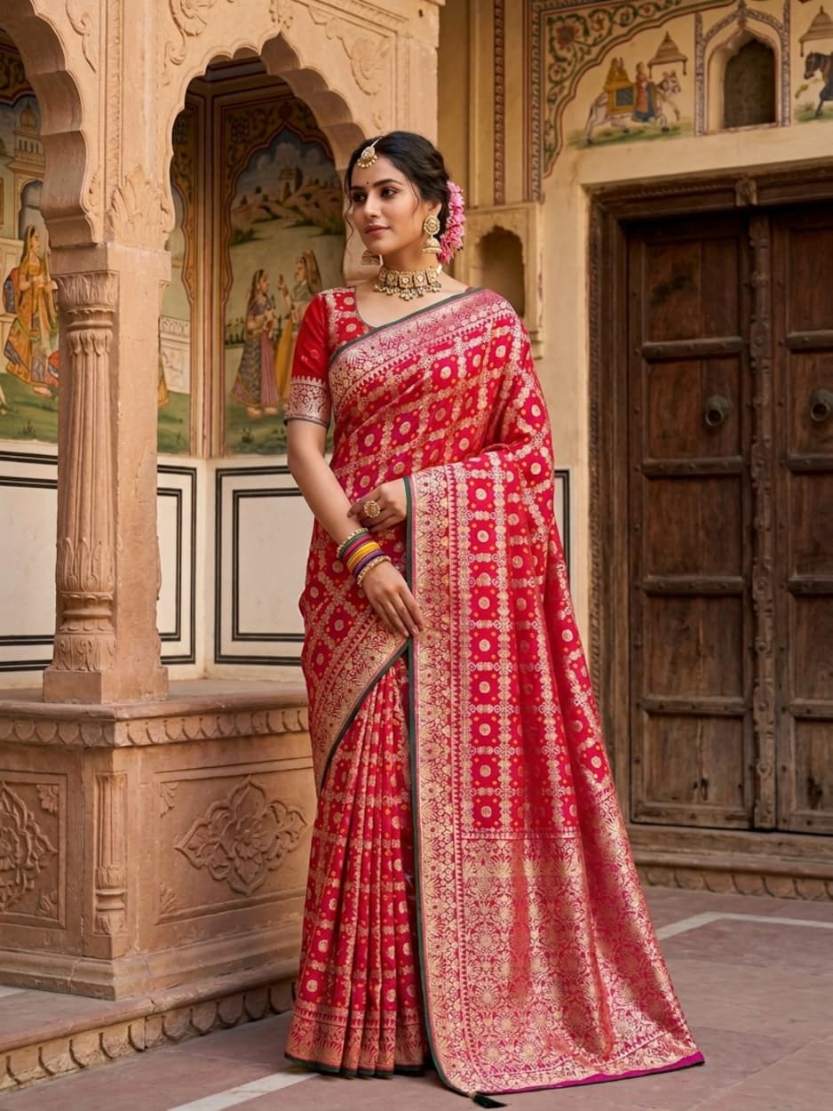 Buy Dola Silk With Bandhani StyleSareeKcPc