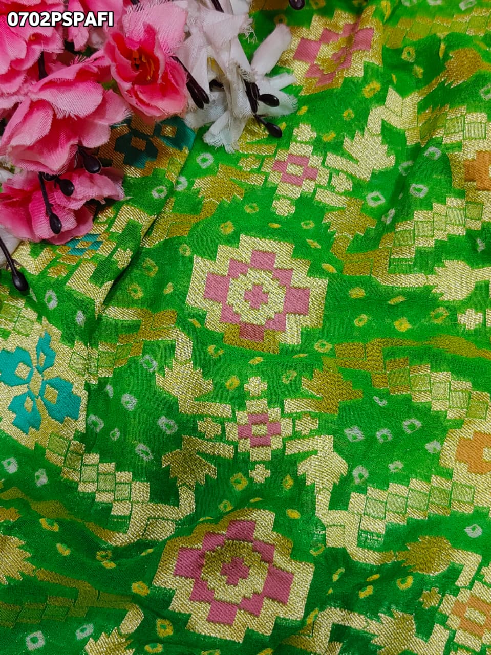 KcPc Pure Meenakari Khaddi Georgette Upada Janglaw Bandhani Neemzari Saree