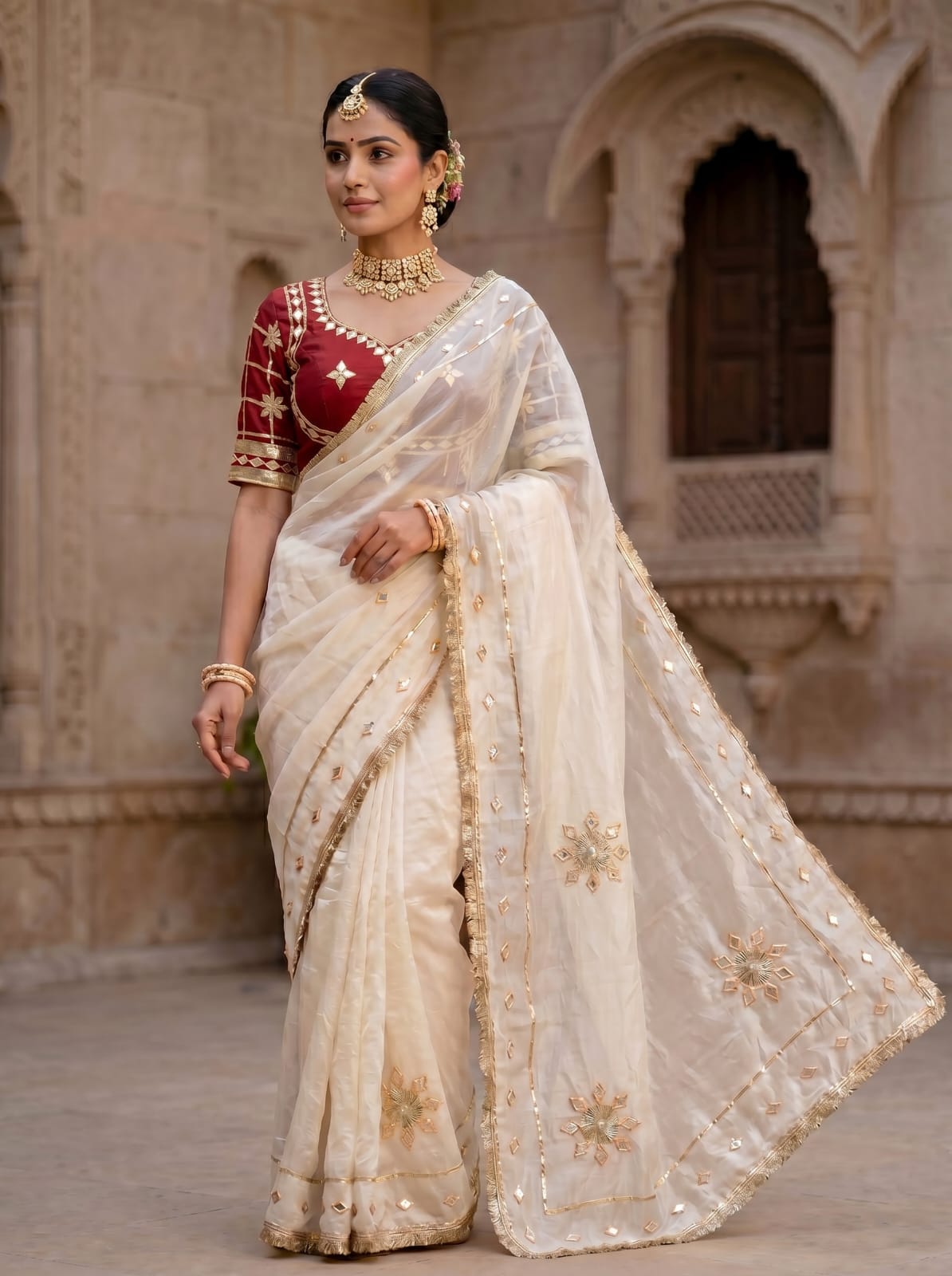 Buy Creap Silk Saree WithDesigner Style KcPc
