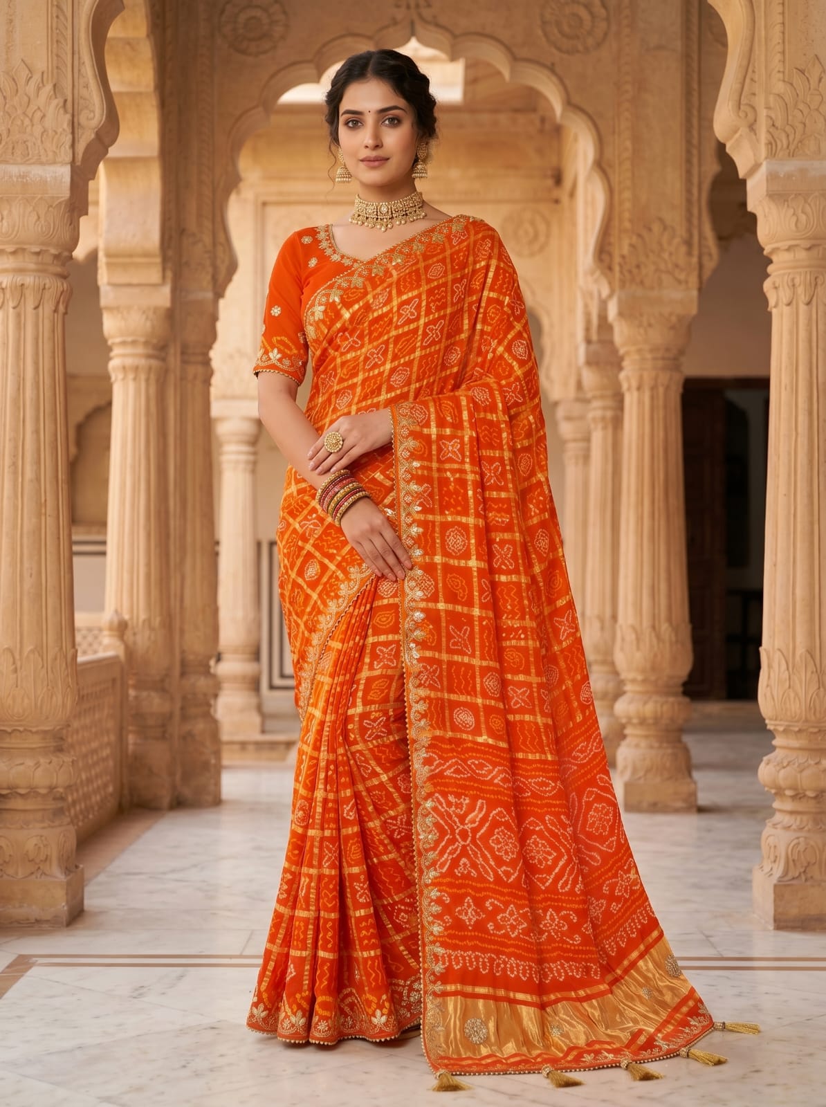 KcPc New Royal Pure Gaji Silk Bandhani SareeAMT