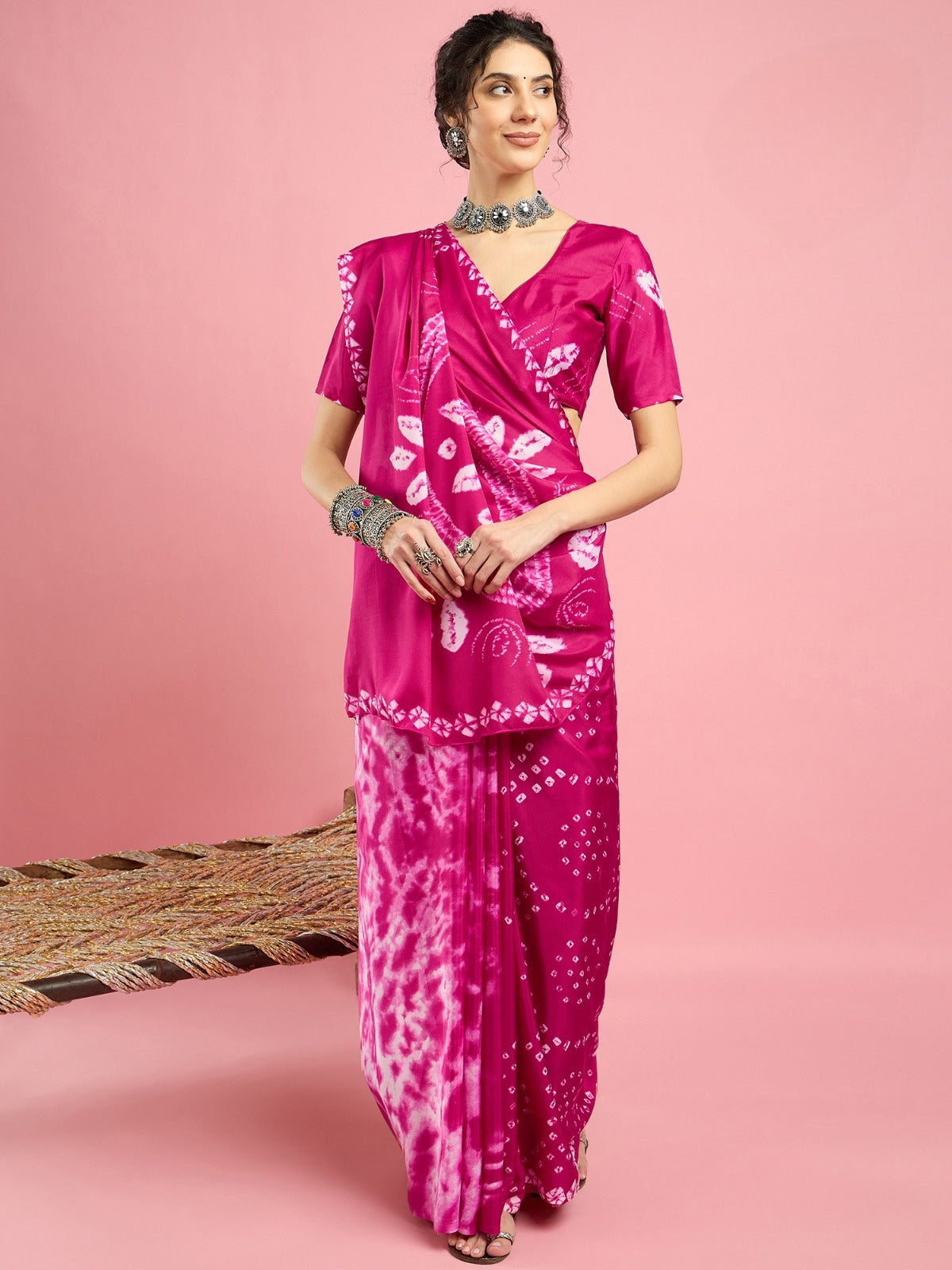 KcPc New Creap Silk Bandhani Style With Causal Wear Saree APL