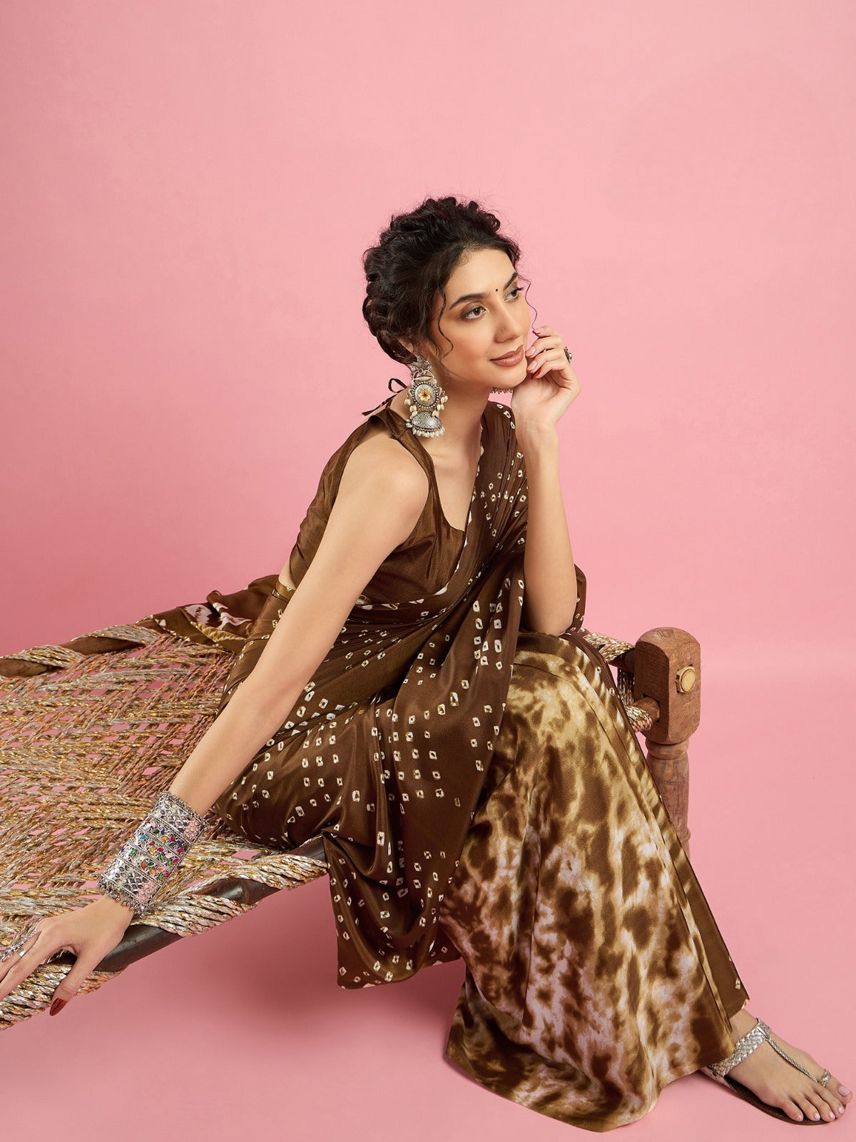 KcPc Latest New Creap Silk Bandhani Style With CauselWear Saree APL