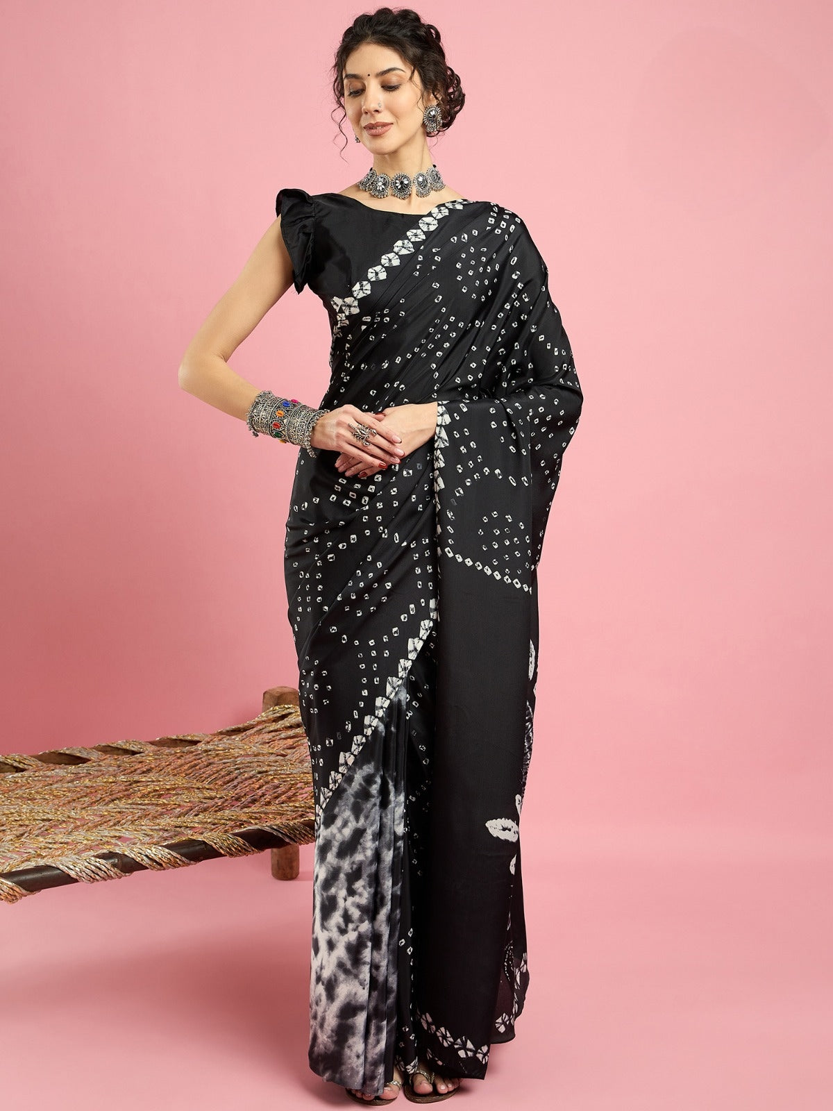 KcPc New Latest Creap Silk Bandhani Style With CauselWear Saree APL