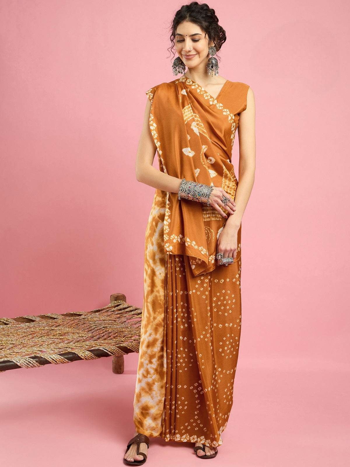 KcPc New Spiceal Creap Silk Bandhani Style With CauselWear Saree APL