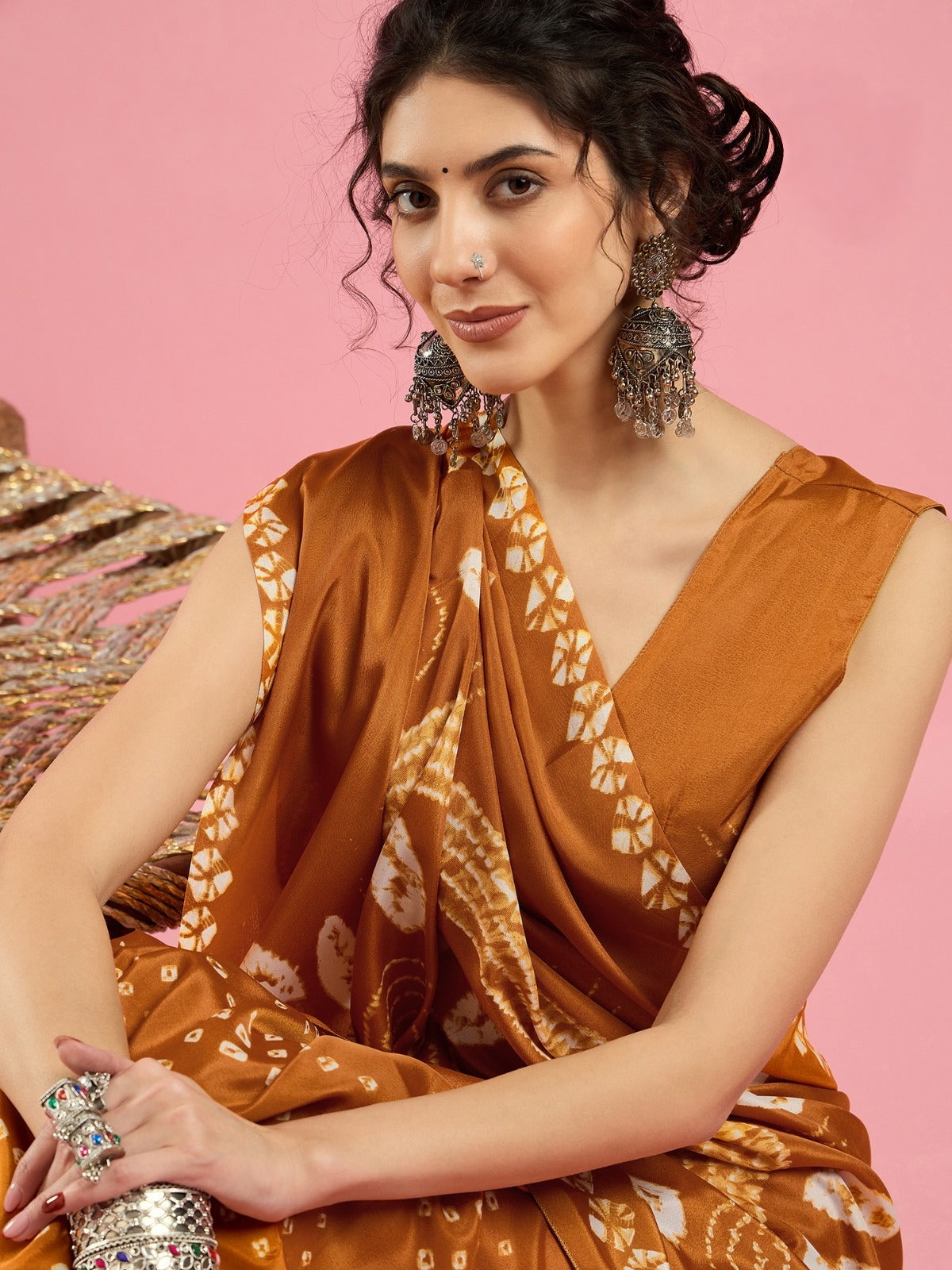 KcPc New Spiceal Creap Silk Bandhani Style With CauselWear Saree APL