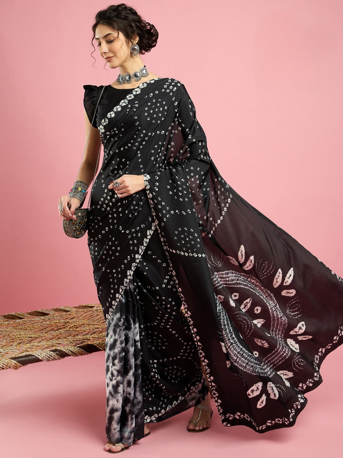 KcPc New Latest Creap Silk Bandhani Style With CauselWear Saree APL