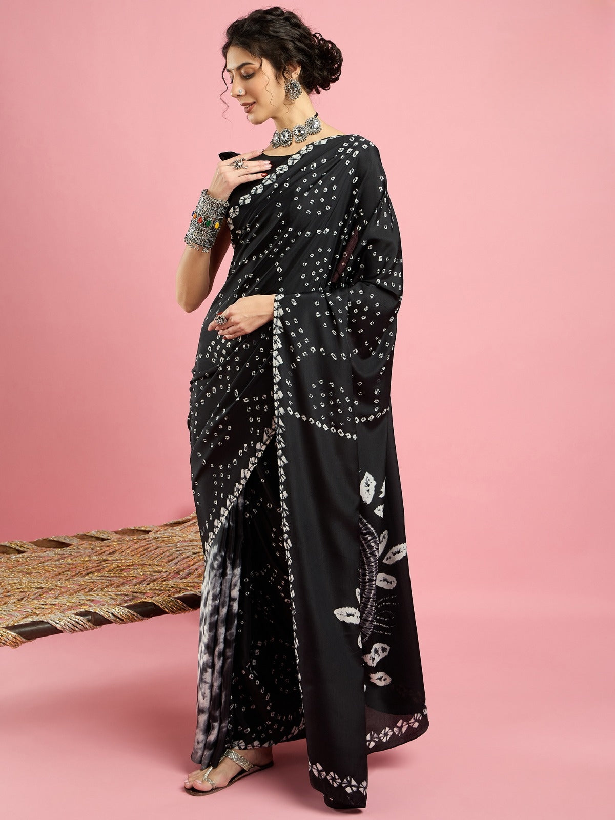 KcPc New Latest Creap Silk Bandhani Style With CauselWear Saree APL