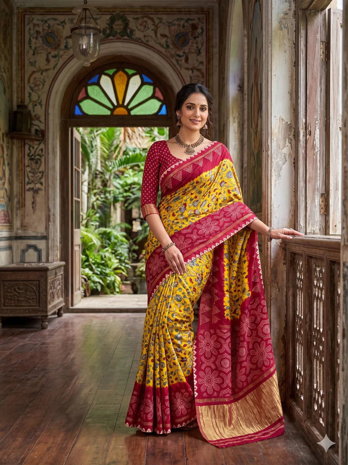 KcPc Traditional Printed Style Gaji Silk Saree SAM