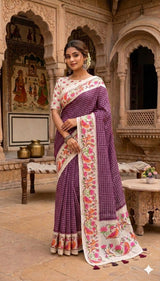 KcPc Traditional Banarasi Style Soft Tussar Silk Saree With Blouse VJT