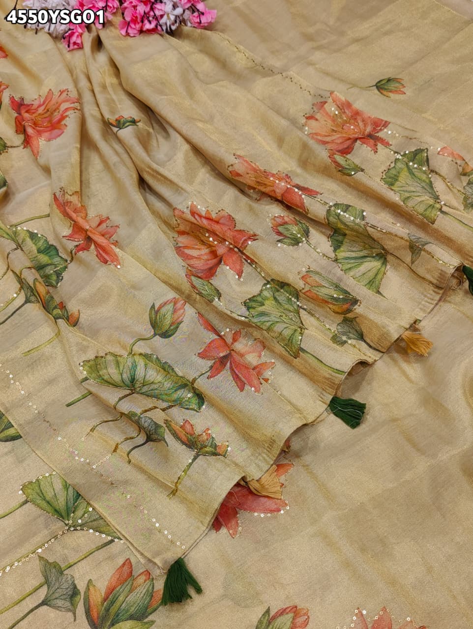 KcPc Elegant Tissue Silk Sarees with Traditional Tari WorkGAN