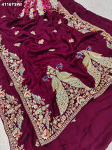 KcPc Premium Gaji Silk Sarees Crafted with Heavy Embroidery WorkSAN