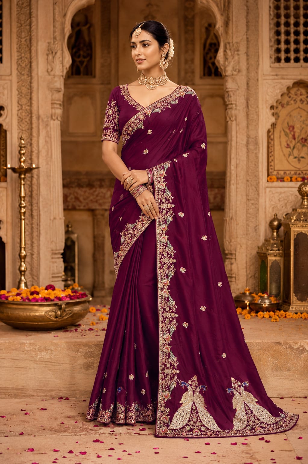 KcPc Premium Gaji Silk Sarees Crafted with Heavy Embroidery WorkSAN