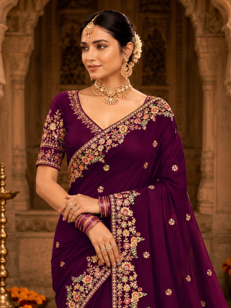KcPc Premium Gaji Silk Sarees Crafted with Heavy Embroidery WorkSAN