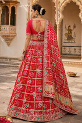 KcPc Gaji Silk Bandhani Lehenga with Gota Patti Work BTU