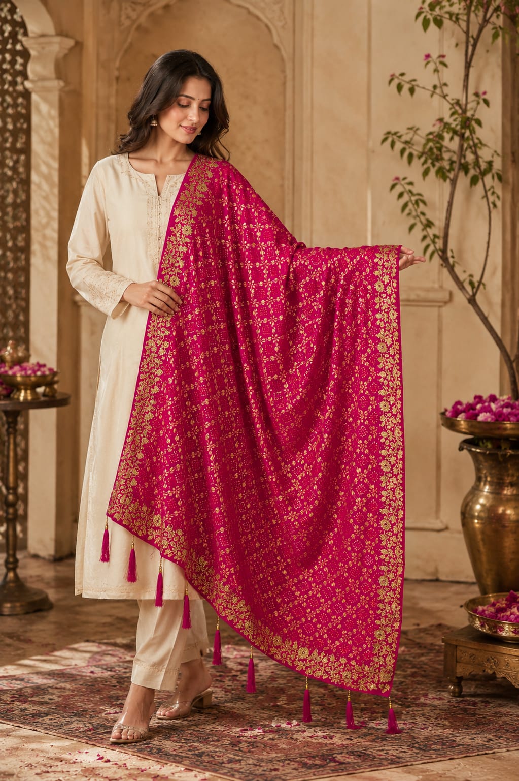 KcPc Premium Ethnic Khaddi Georgette Banarasi Style Dupatta SAS