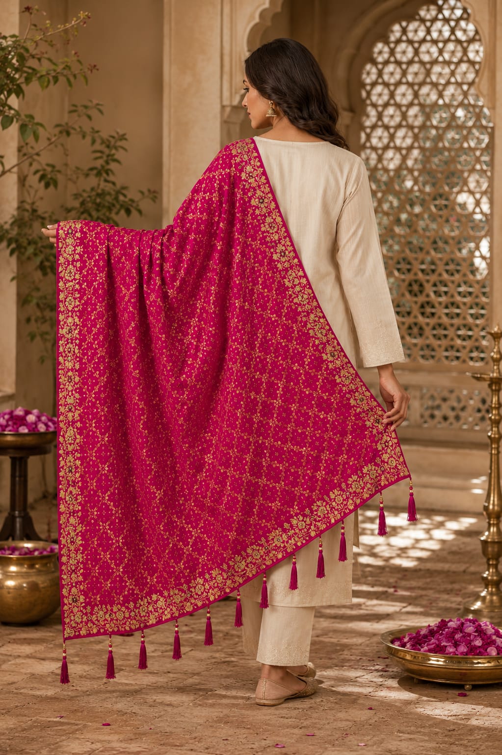 KcPc Premium Ethnic Khaddi Georgette Banarasi Style Dupatta SAS