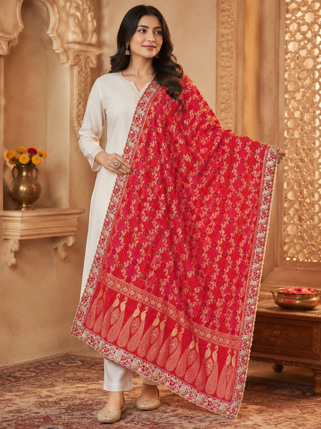KcPc Letest Khaddi Georgette kalamkari Style With Embroidery Work DupattaTUF